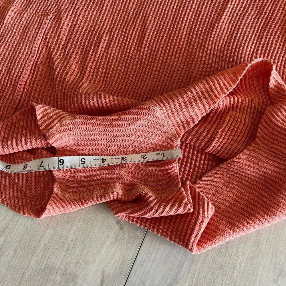 Free People Coral Ribbed Long Sleeve Romper